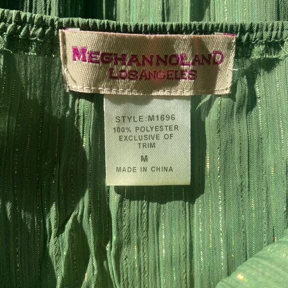 Meghan Noland Early 2000s Shimmery Green Gold Thread Sheer Fairy Camisole Top M - Picture 7 of 7